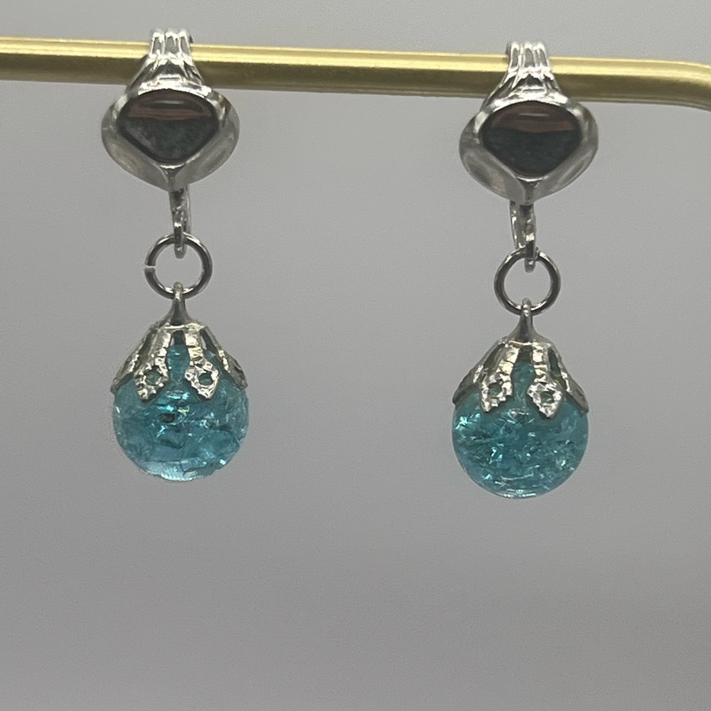 Brand New Silver and Blue Drop Earrings